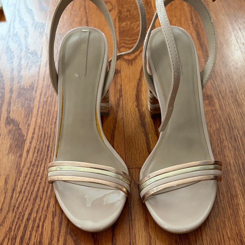 Aldo Cream Strappy Heels, size 6